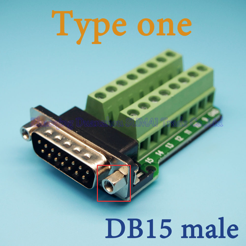 Male Parallel 2 rows 15 pins DB15 Serial port turn to wire terminals DR15 male socket turn to terminal