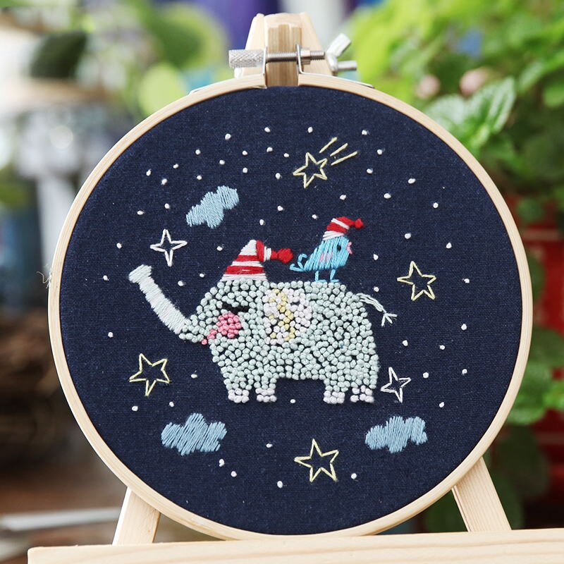 Söt tecknad djur diy broderade tillbehör kit stjärnserie broderimaterial paket hantverk broderi gör leveranser