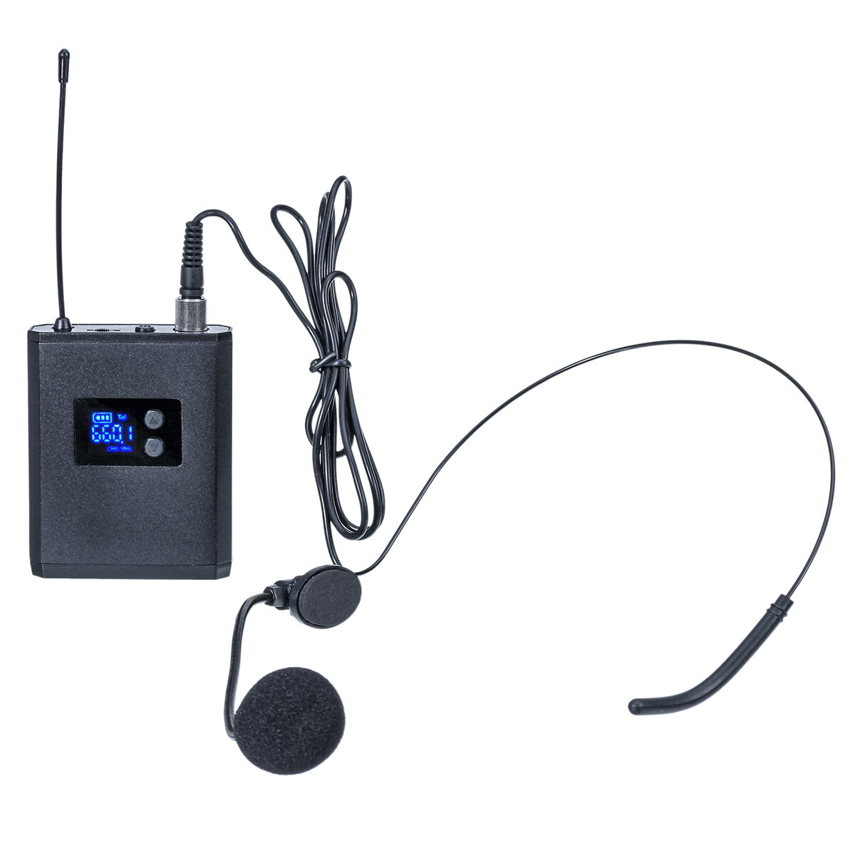 Tzt uhf trådløst mikrofonsystem headset / lapel mini mikrofon med modtager bodypack sender: Headset-type - sort