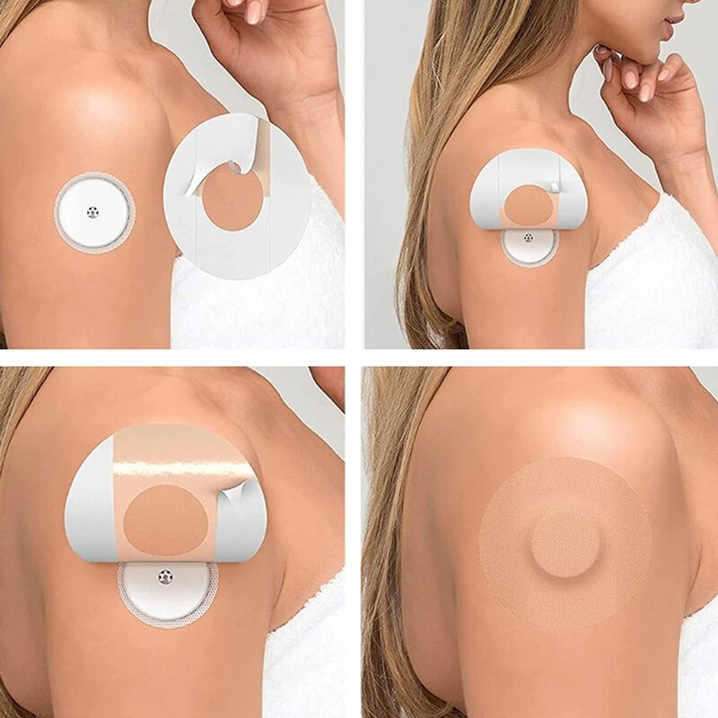 30Pcs Freestyle Libre Sensor Covers Waterproof Adhesive Patches Flesh Flexible CGM Patches Without Glue Center Patches