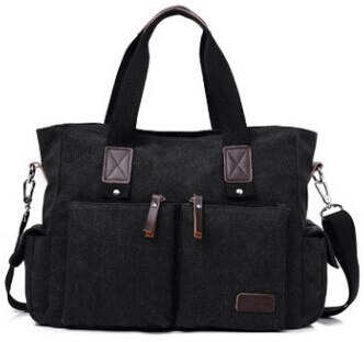 Canvas Lederen Mannen Reistassen Grote Handtassen Schoudertas Bagage Handtas Reistassen Voor Mannen 11T: black