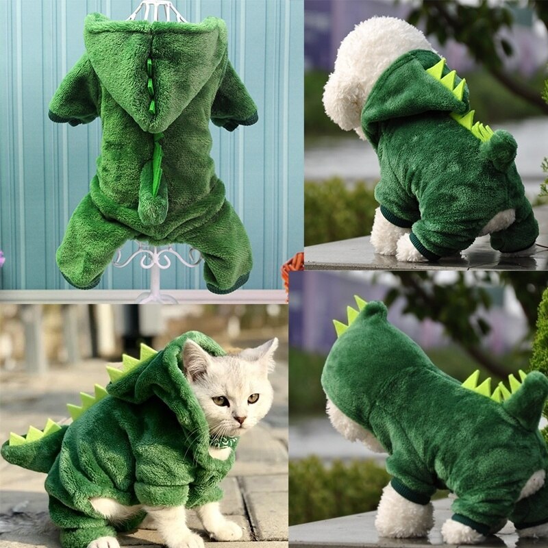 Huisdier Kleding Cartoon Hond Kleding Kat Dinosaurus Kostuums Hond Winter Warm Fleece Kleding Hond Jas Jas Puppy Hoodie