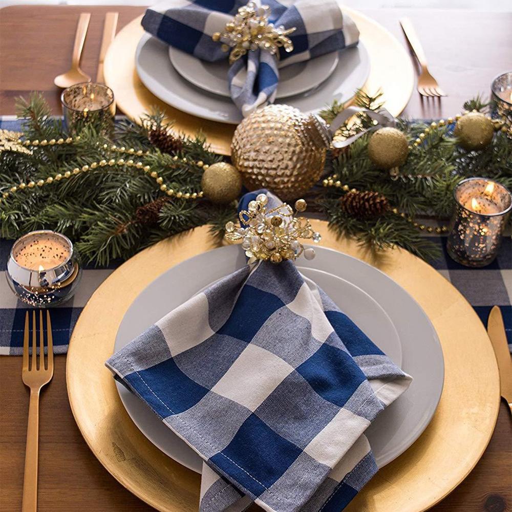 European Style Western Cotton Table Placemat Plaid Cotton Napkin Pad Plaid Table Cloth Placemat Tableware
