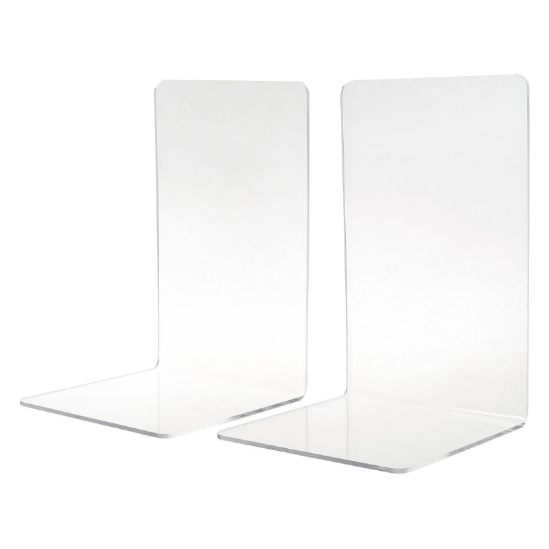 Sujetalibros de acrílico transparente, organizador de escritorio en forma de L, soporte para libros, papelería escolar, accesorios de oficina, 2 uds.,