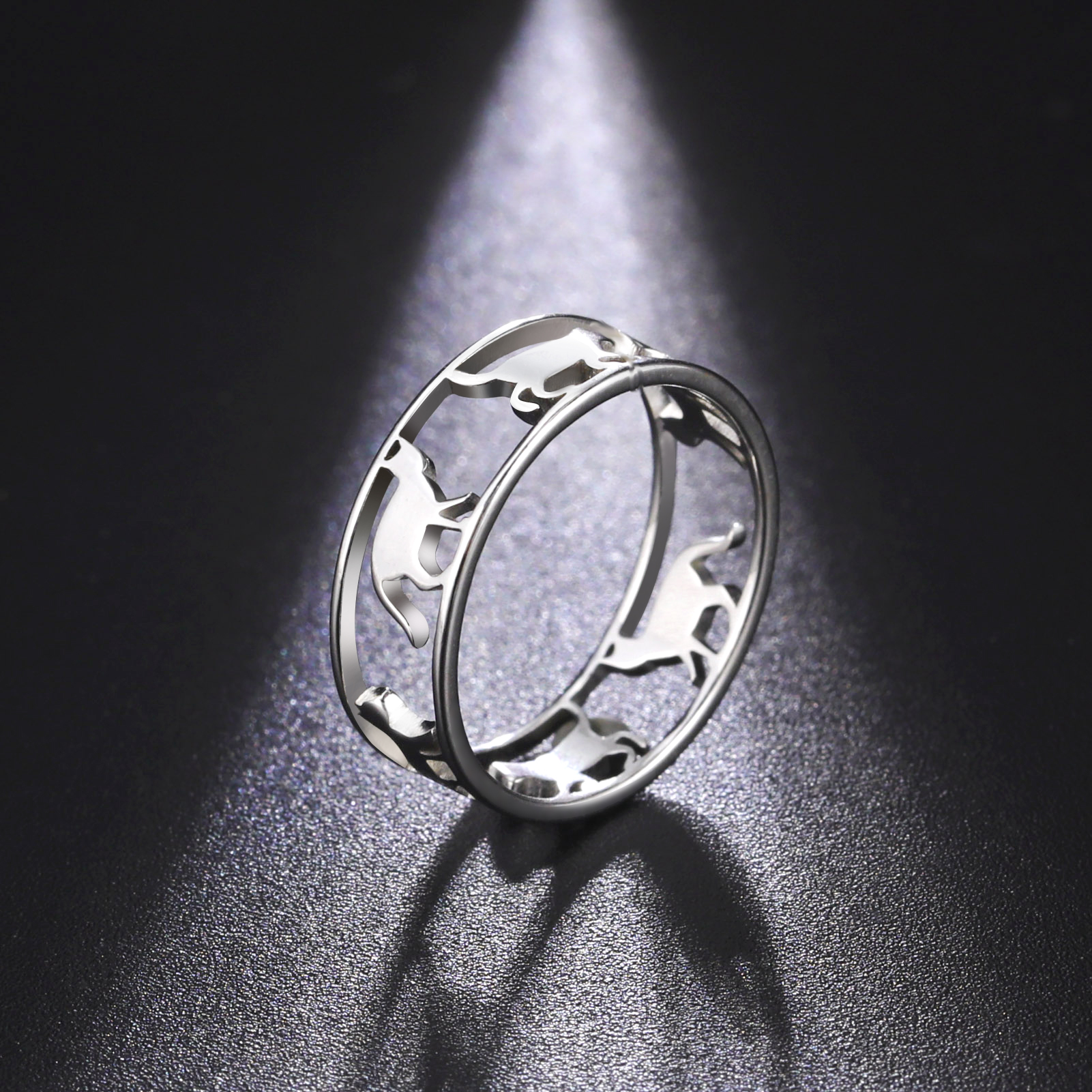 Skyrim – bagues chats marchants en acier inoxydable pour femmes, anneau chaton mignon, tendance 2025, bijoux animaux, d'anniversaire pour amoureux et amis