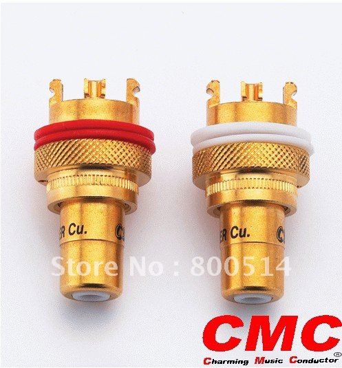 Ett par usa cmc 805-2.5f rca stikkontakt rca terminaler (en hvit + en rød)