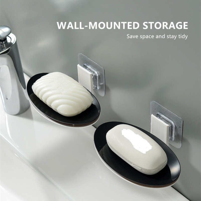 Soap Box Wall-mounted Suction Cup Soap Box Free Punch Drain Rack Simple Soap Dish For Bathroom Toilet Portable Soap Box