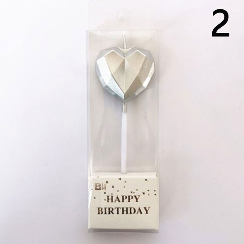 1 Pcs Love Diamond Shaped Gilded Safe Flames Kids Birthday Party Cake Candle: 2