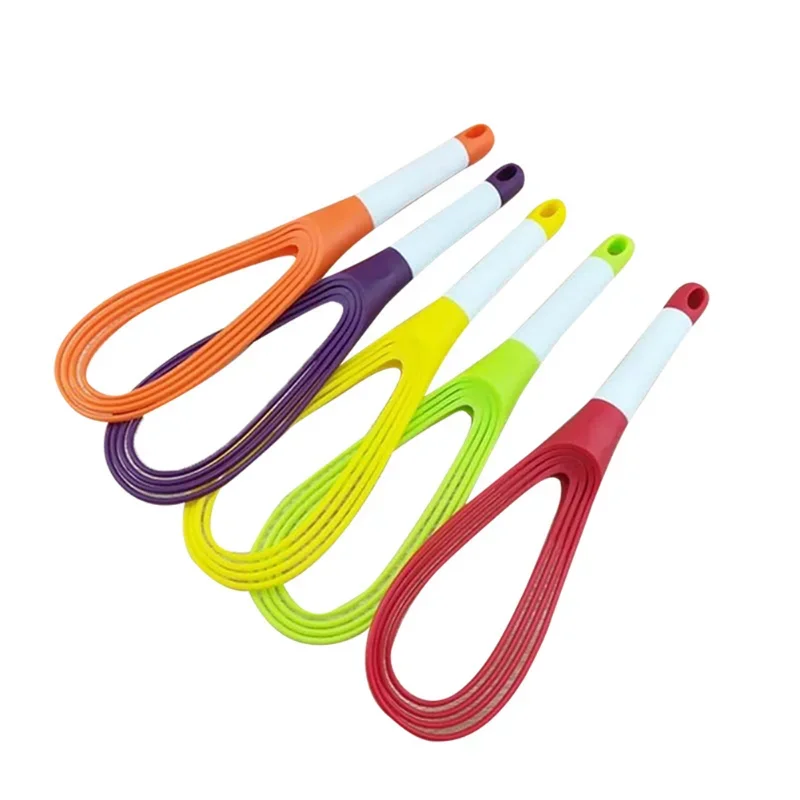 Batteur à œufs manuel rotatif multifonctionnel, Mini fouet à œufs de cuisine en plastique, outil de cuisson, agitateur d'œufs en Silicone