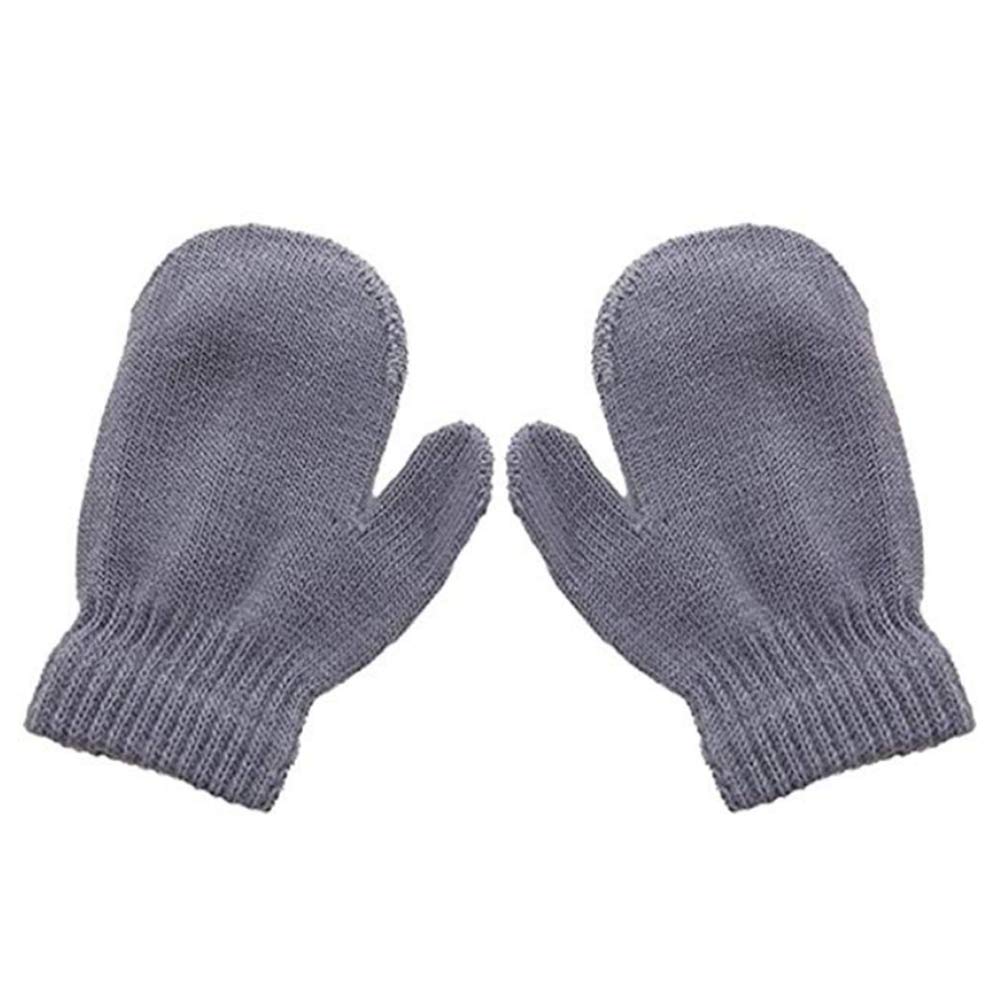 1 Pair Mittens Gloves Baby Toddler Boys Girls Winter Kids Cartoon Warm One Size Cotton Solid Cute Soft Snow Outside Accessories: Gray