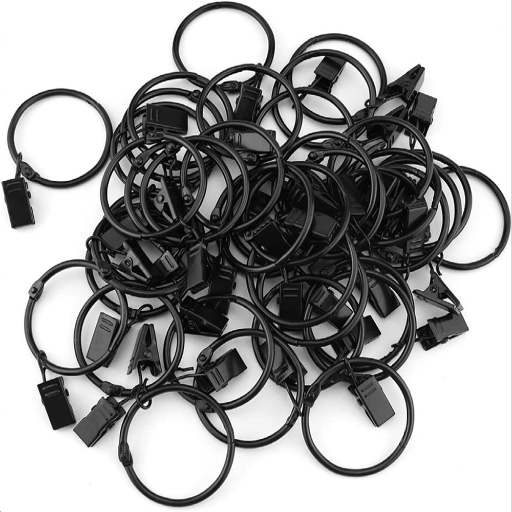 12 pezzi anelli per tende con clip ganci per tende in metallo ganci clip per tendaggi nere con anelli accessori per tende