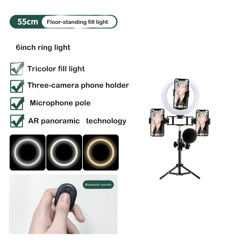 Vlog À Distance Dimmable LED Anneau Lumière macro avec trépied support pour téléphone anneau lumières vidéo Studio Tick Tock Anneau lumière: 55cm ring light 3