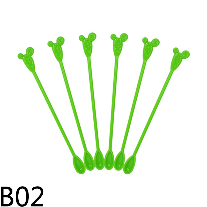 Agitateur de boissons en plastique, 6 pièces, pour fête d'été, fête tropicale, décoration de fête hawaïenne, flamand rose, agitateur de boissons, café: B02