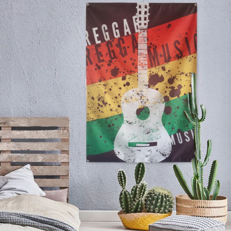 Leaf Rasta Lion Hanging Flag Banner Music Rock Reggae Jamaica Home Decoration Wall Art 4 Gromments in Corners 3*5FT 144cm*96cm