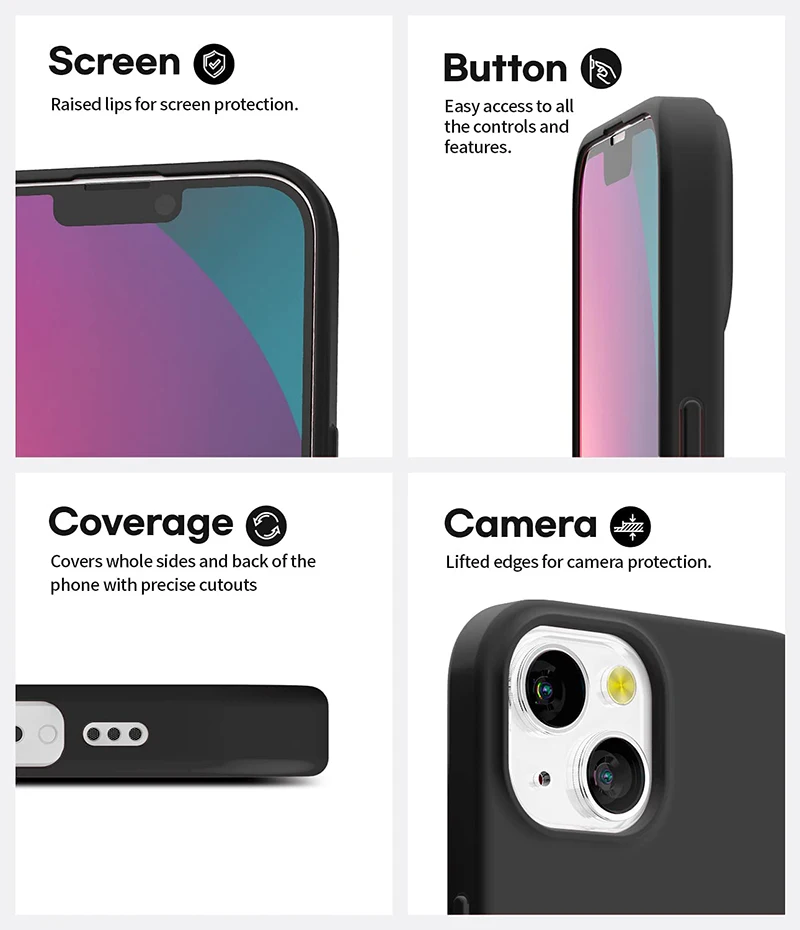 Funda suave de silicona mate ultrafina para iPhone 14 13 12 Mini 11 Pro XS Max X XR SE 3 7 8 6S 6 Plus cubierta trasera de Color negro sólido