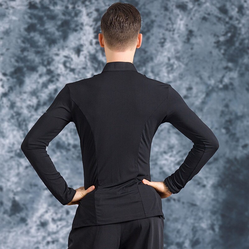 Camiseta de manga larga de para hombre, para salón, competición latina, baile, ropa para baile, Cha, baile DL5223