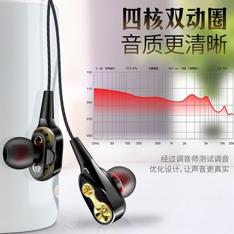 Auricolari In-Ear Cablati - Doppia Bobina Mobile Bass - Universali per Cellulare e Computer