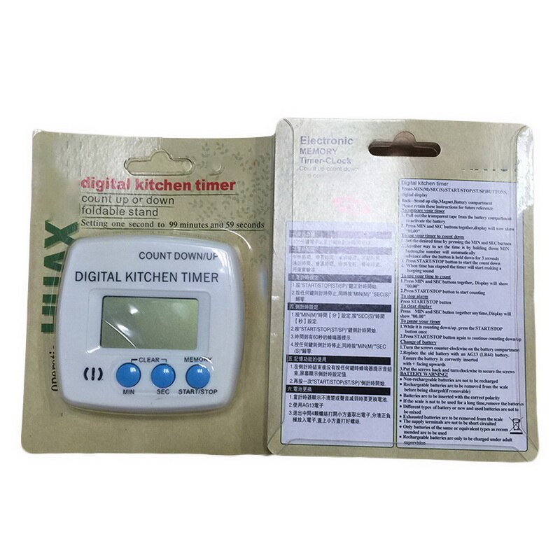 Mini LCD Digital Display Kitchen Timer Square Kitchen Countdown Alarm Clock With Magnet Sleep Stopwatch Timer Clock^