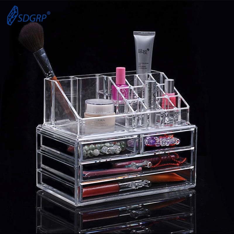 Acryl transparante Make-Up Organizer Opbergdozen Make Up Kist Voor Cosmetica Borstel Cosmetische Container Sieraden Laden Box