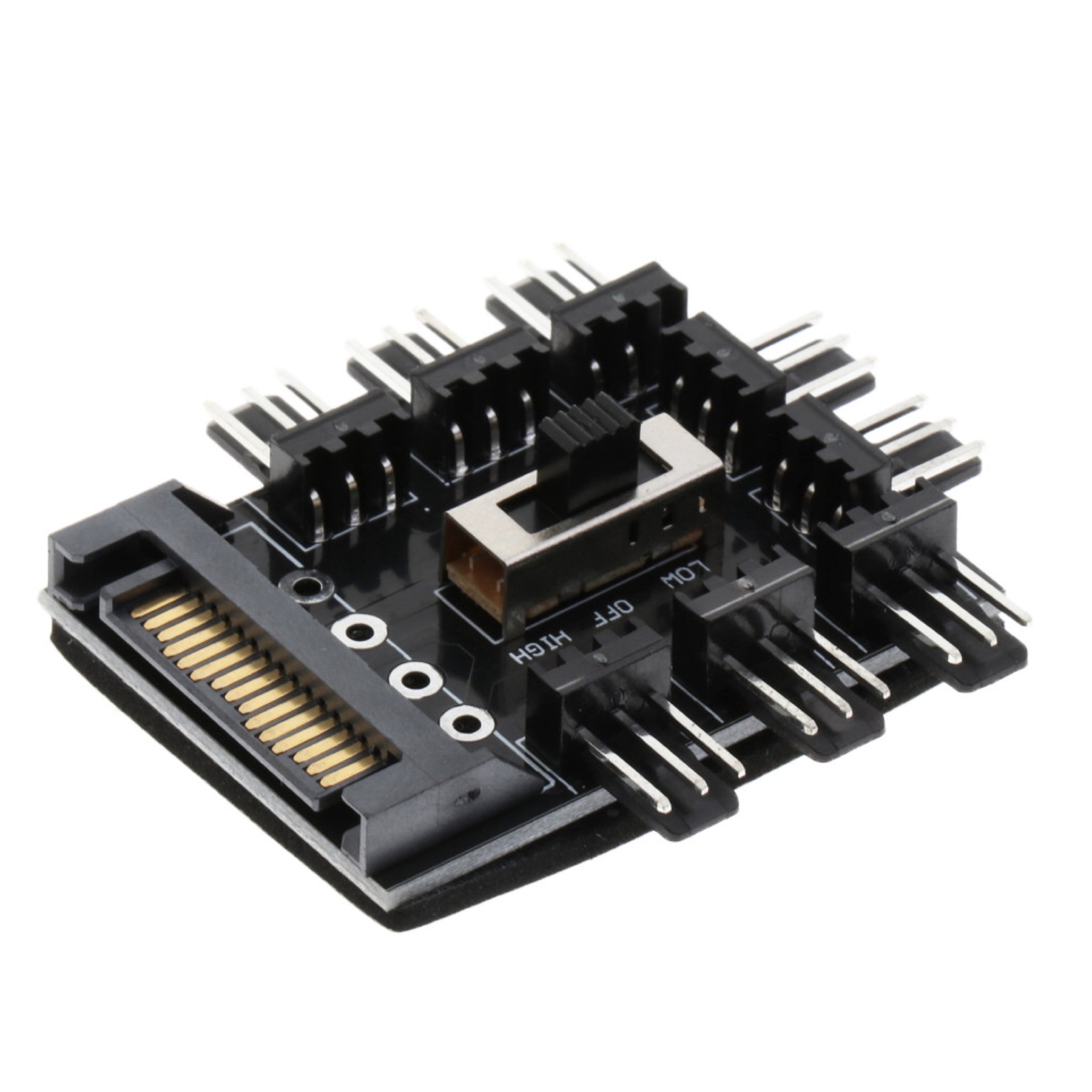 4 -nastainen/sata-sovitin tuulettimen napa 1 to 8 3 nastainen pwm sata molex -jakaja pc kaivoskaapeli 12v virtalähde jäähdytin jäähdytysnopeuden säädin: Sata