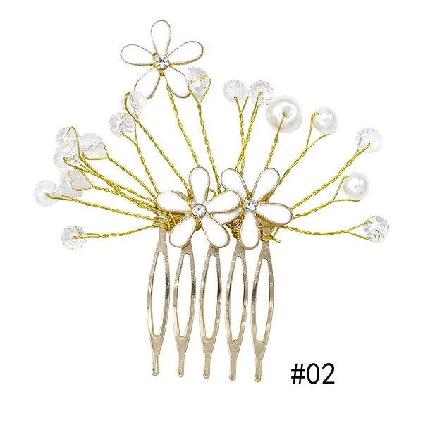 Bruid Bruiloft Handgemaakte Tiara Parel Bloem Haar kam Invoegen Haarspelden Bruiloft Bruidsmeisje Hoofdtooi Disk Haar Kam
