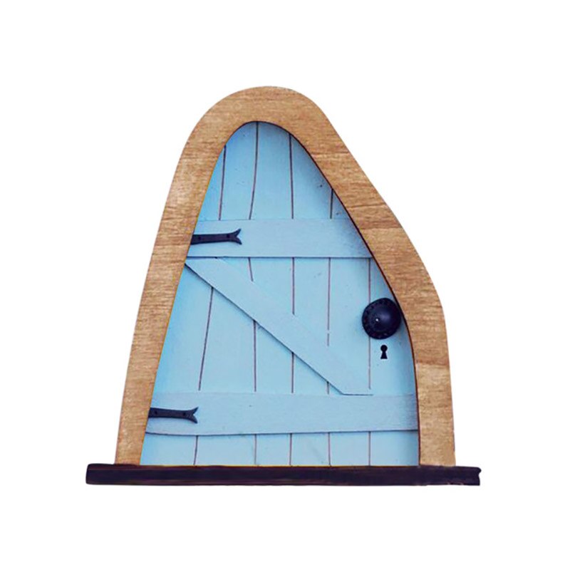 Miniatur-feen- und gartenzwergfiguren für fenster und türen, elfenhäNutzer, gartendekoration, skulpturen, statuen, außendekoration: Himmelblau
