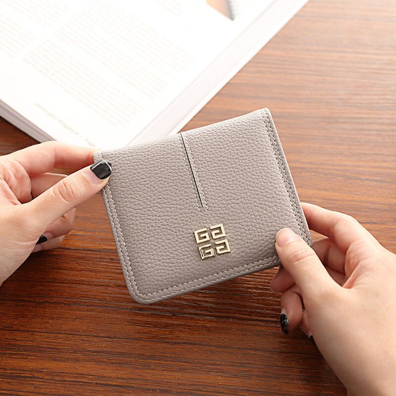 Neue Leder Frauen Brieftasche Haspe Kleine und Dünne Münze Tasche Geldbörse Frauen Brieftaschen Karten Halfter Luxus Brieftaschen Geldbörse: grau kurz