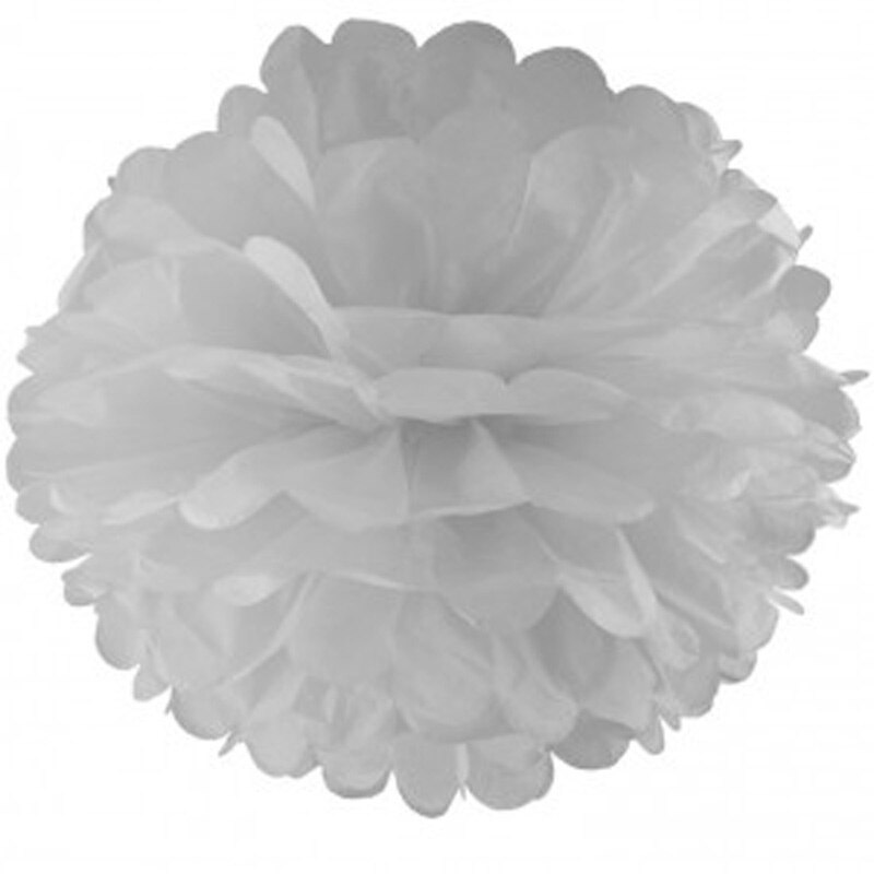 10 st vita pom poms silkespapper blomboll bröllopsfest julpyssel dekoration