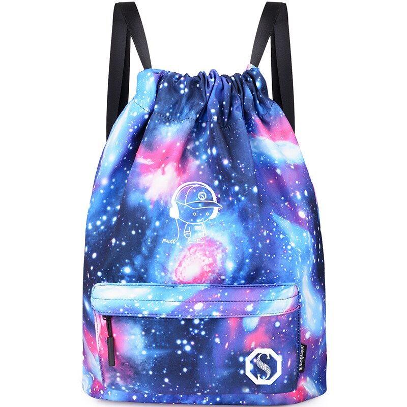 Sport Bag Gym Bag Backpack Waterproof Nylon Convenient Pocket Travel Bags Large Capacity Sac Femme Bag For School Teen Girls: Starry blue