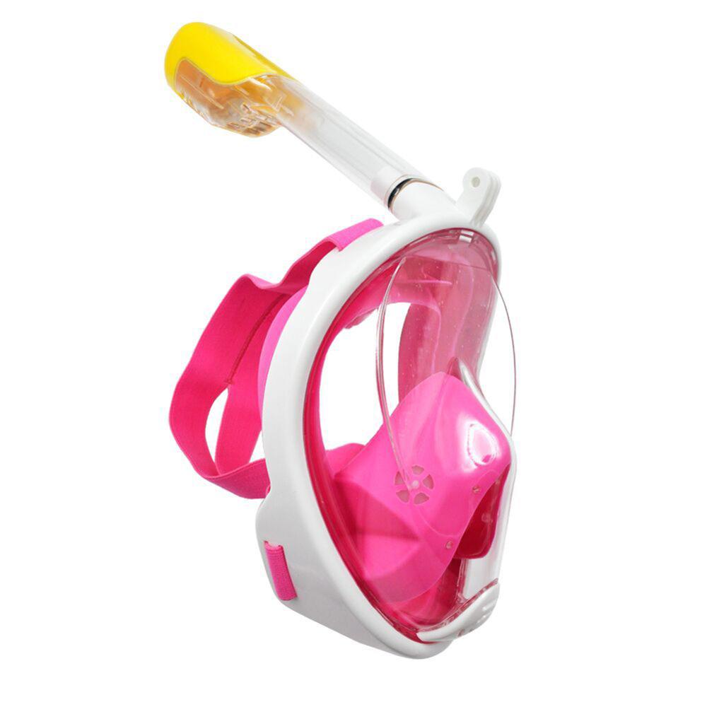 6 Colors seaside silicone diving mask anti-fog detachable diving snorkeling full face mask: Pink L