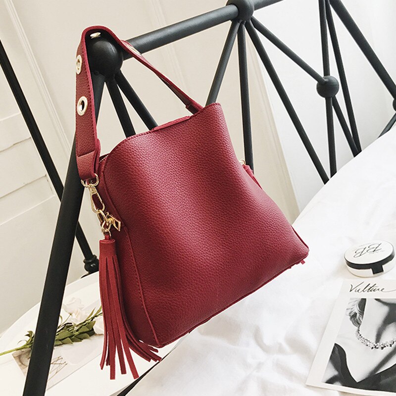 Yogodlns Moda macchia Donne Borsa Secchiello Della Nappa dell'annata Borse di Alta Qualità retrò Borsa A Tracolla Semplice Crossbody Borsa: vino rosso