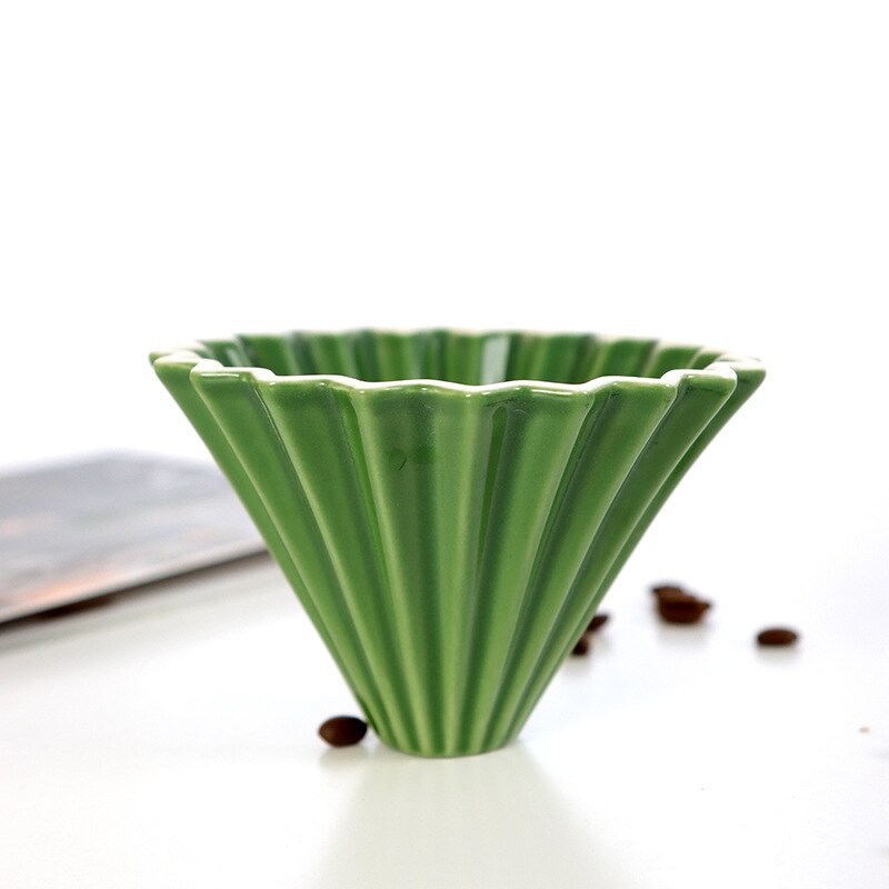 Ceramic V60 Coffee Filter Cup Handmade Origami Filter Cup Hand Punch Funnel Drip Hand Punch Coffee Filter Shelf Spot: Green
