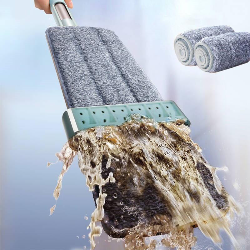 Magic Self Wringing Mop, 360°Spin Microfiber Flat Mop for Laminate, Hardwood, Wood Floor Cleaning - dust,wet and dry Squeeze mop