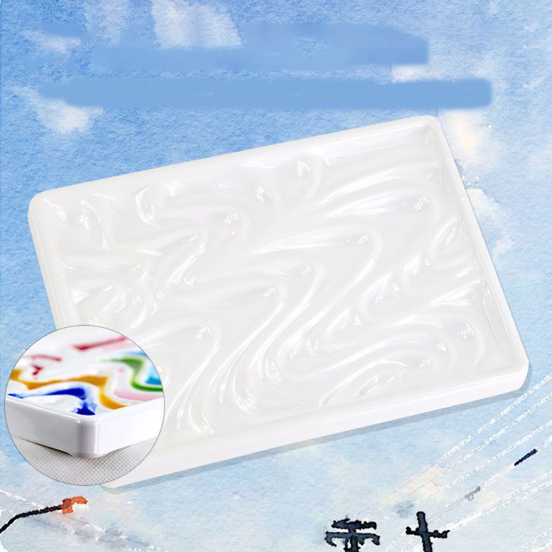 Golvend Imitatie Keramische Paletten Vierkante Aquarel Te Schoon Paletten Lade Voor Kunstenaar Aquarel Gouache Schilderij Kleuring