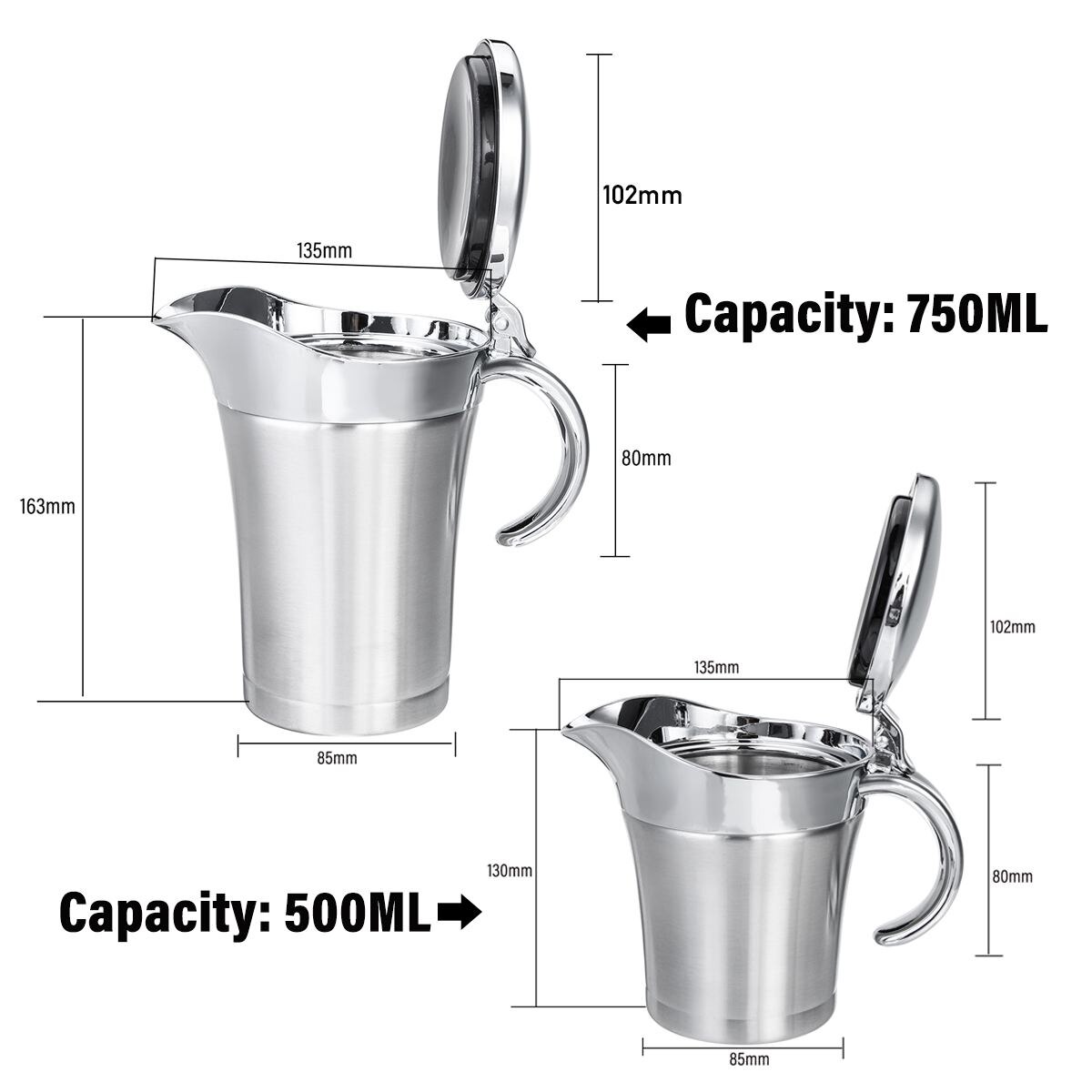 500ml/750ml dubbla lager i rostfritt stål syltgryta juice sås soppa vattenkokare vattenkanna vattenflaska för hemmakök restaurang