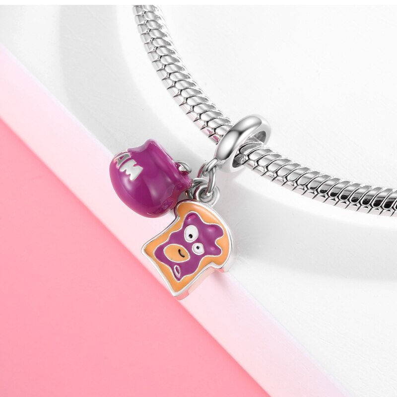 Fijne Charms Hanger Collocatie 925 Sterling Zilveren Jam Camera Foto Parfum Bedels Sieraden Fit Originele Armband Ketting: Bread and jam