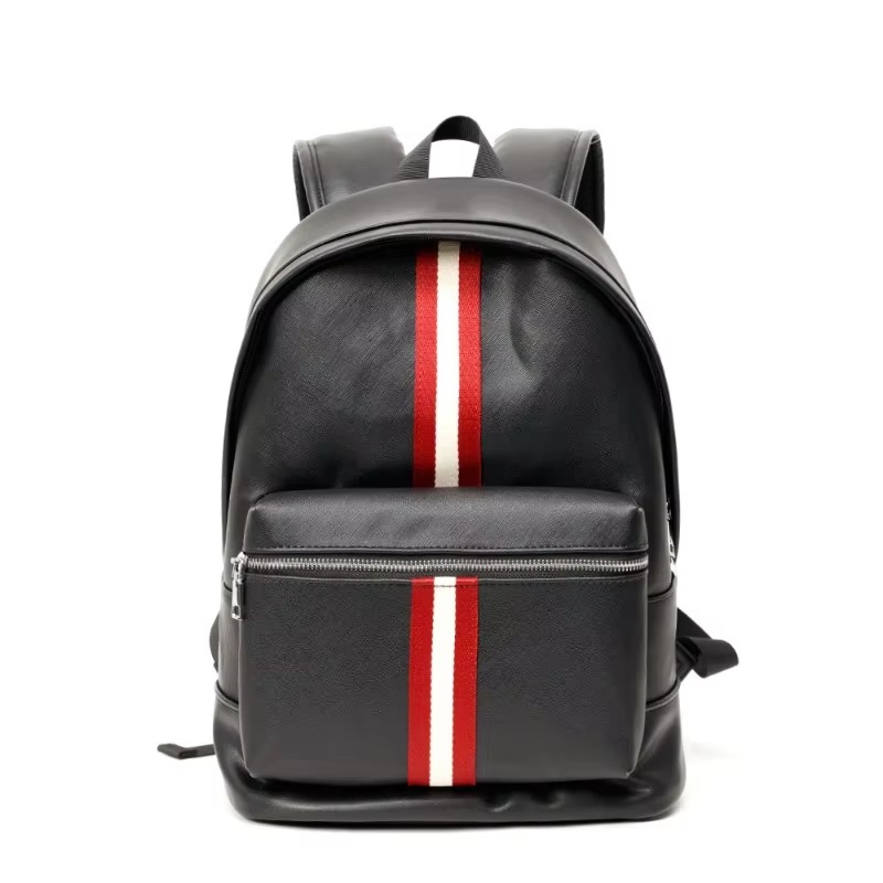 Casual Rugzak Heren Mode Gestreepte Reisrugzakken Grote capaciteit Laptoptas Zacht PU Lederen Rugzak Student Schooltassen
