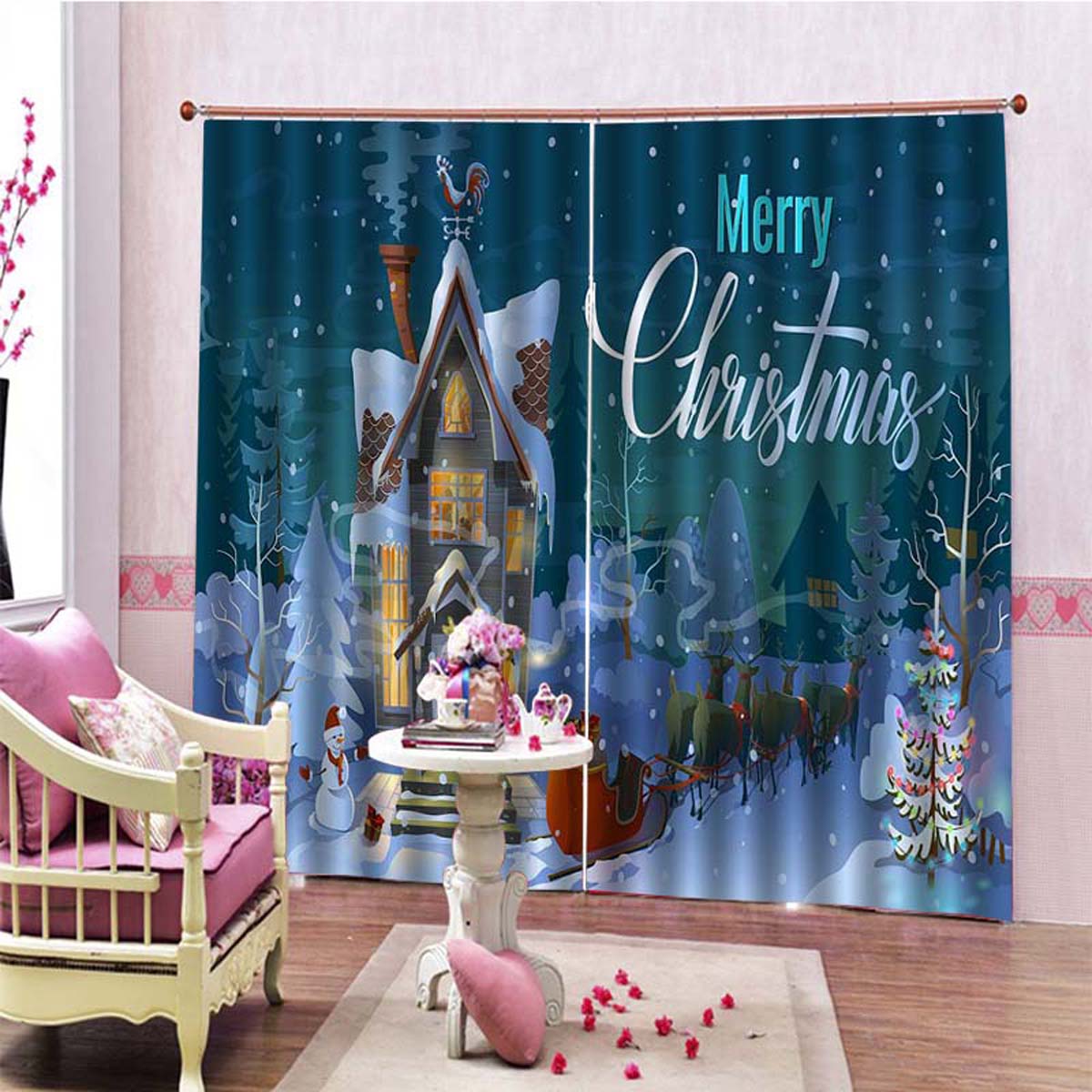 85 x 200cm juletæppe vindue stue gardiner dørtæppe julemanden gardin gardin hjemhængende dekoration: Type 9