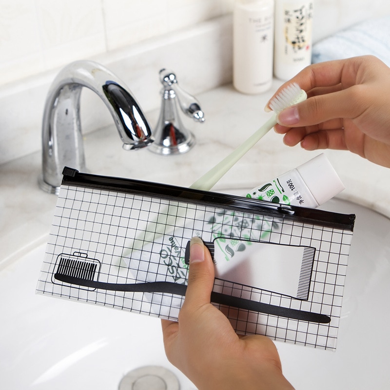 PVC Transparante Tandenborstel Cosmetische Tas Vrouwen Reizen Make-Up Tas Organizer Opbergzakje etui Toilettas Wassen Kit Case