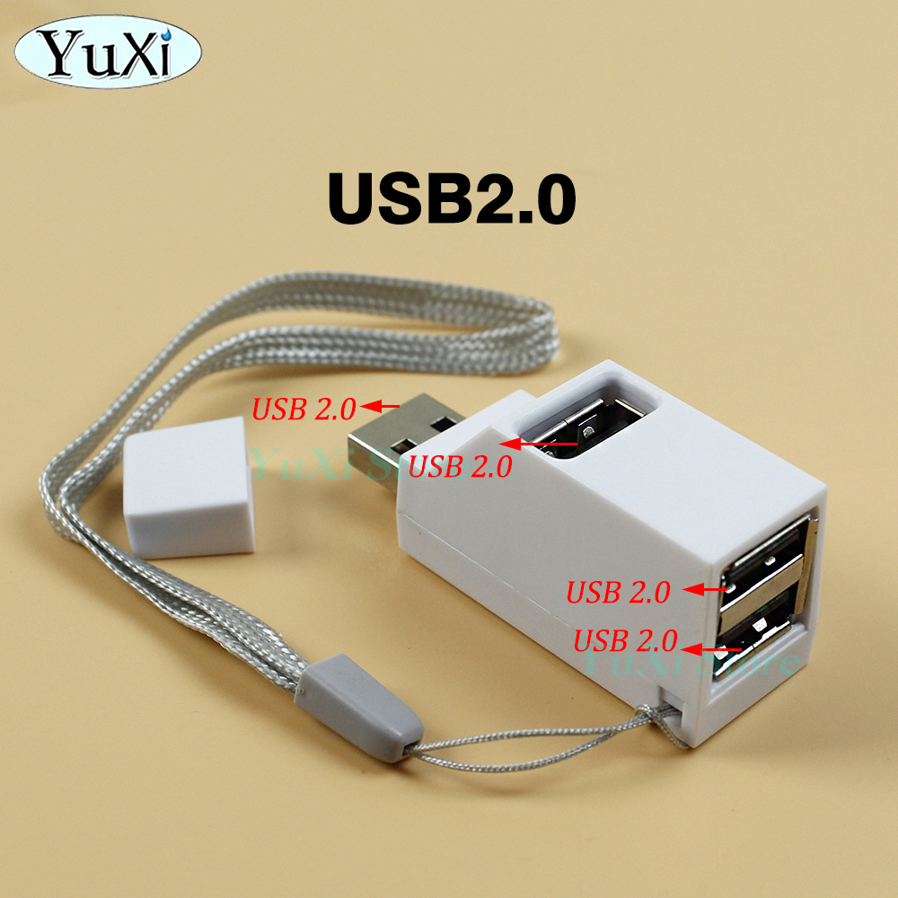 USB HUB-poort USB 3.0 Adapter Extender Mini Splitter Box 1 tot 3 poorten Hoge snelheid USB 2.0 voor laptop PC Schijfkaartconnector: Bruin