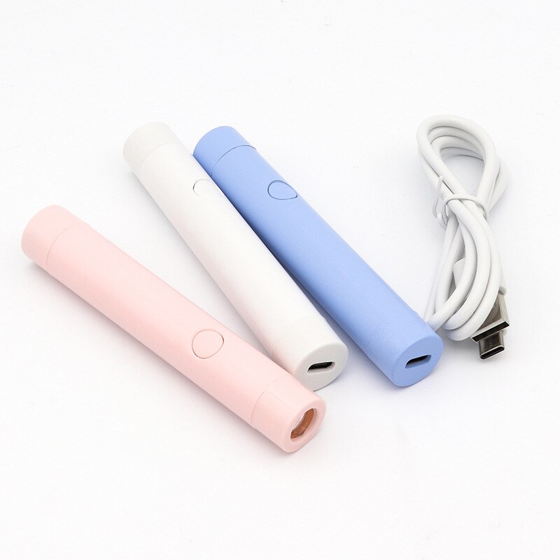 Mini batteri opbevaring neglelampe usb bærbar lommelygte pen type led lysterapi maskine ultraviolet negle bagelampe