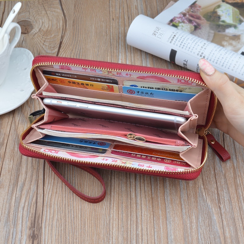 Women Long Wallet Large Capacity Purse Card Holders Phone Bag Printing Cat Wallet Portfel.