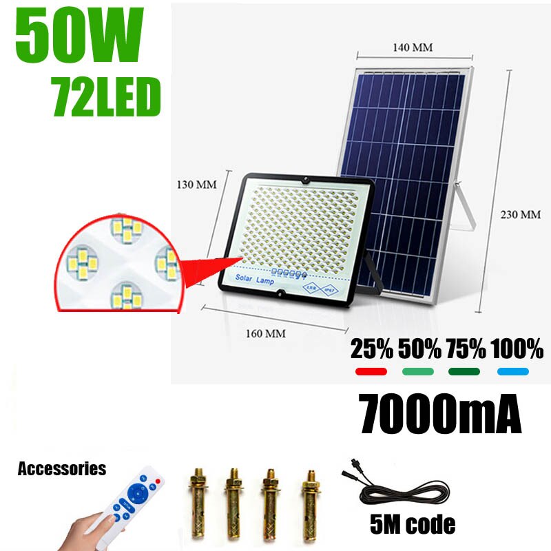 With Cable Solar Led Light Panel 5meter Cable Garden Outdoor Lamp Street Night Light Solar Outdoor Lamp Solar Flood Lamp: 72LED