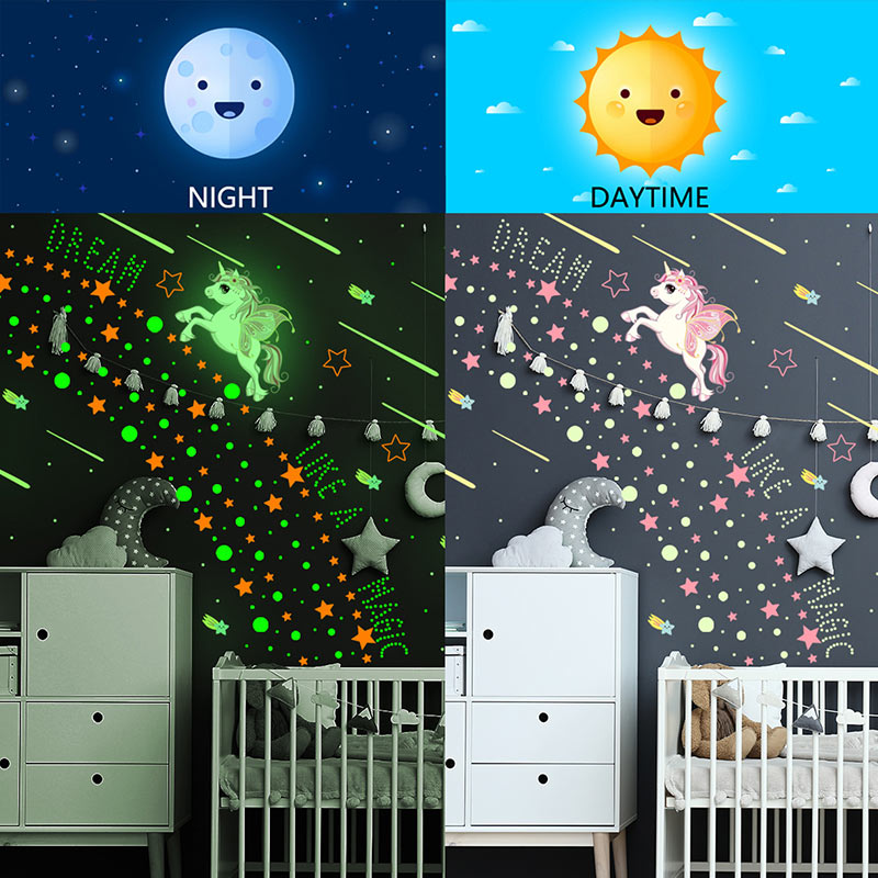 Cartoon Luminous Wall Stickers Home Decoration Wallpaper Kawaii Room Decor Posters Glow In The Dark DIY Decals For Kids Rooms