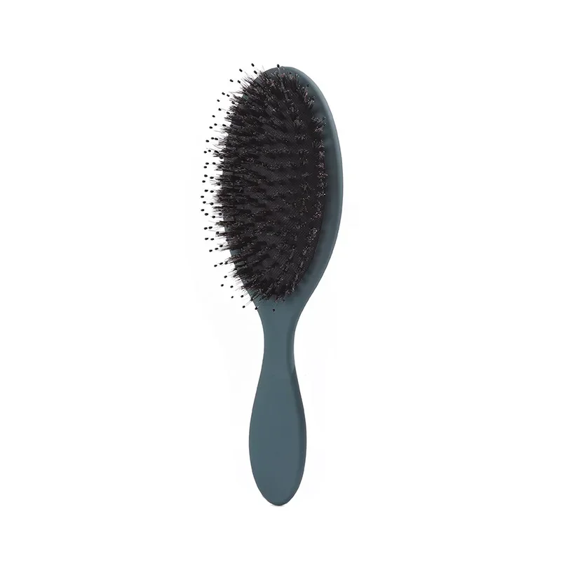 Cepillo de pelo de cerdas de jabalí con acabado mate, cepillo de extensión de cabello con dientes de nailon para mujer, cepillo de cojín, peinado, alisador y desenredante: Rojo