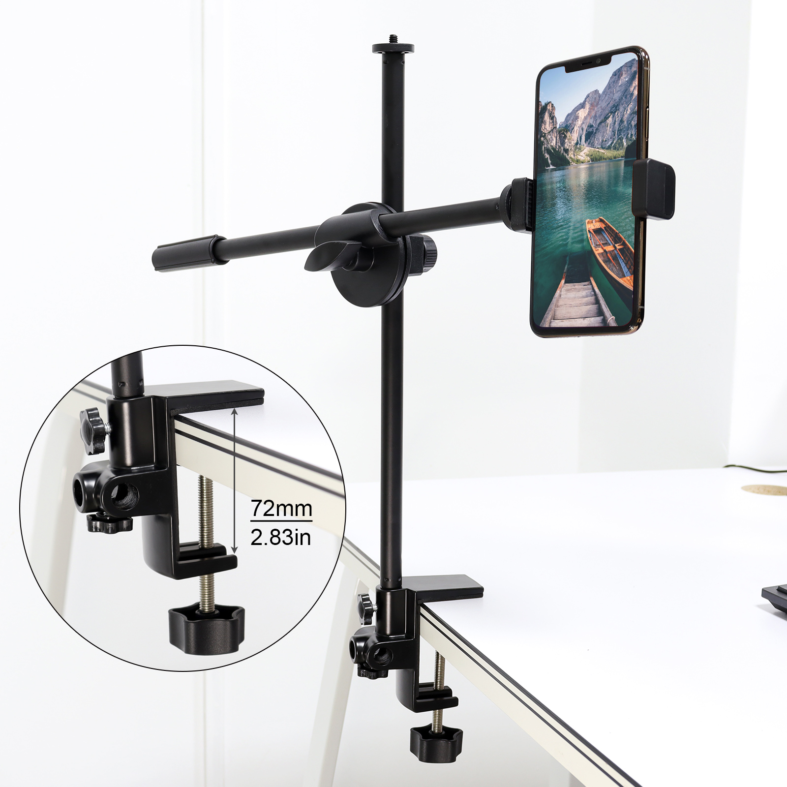 3-in-1 Kontakt-Tischhalterung für große Flächen, Metall-Schreibtischklemme, Mikrofonklemme, Halfter für Mikrofon, Aufhängung, Ausleger, Scherenarm