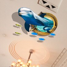 Waterdichte Dolfijn 3D Muursticker Slaapkamer Woonkamer TV Sofa Achtergrond Decoratieve Sticker Behang