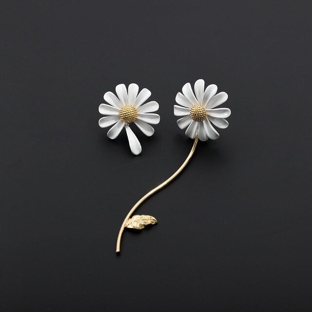 FFLACELL White Asymmetric Enamel Daisy Flower Vintage Simple Opening Rings for Women Jewelry Party: B