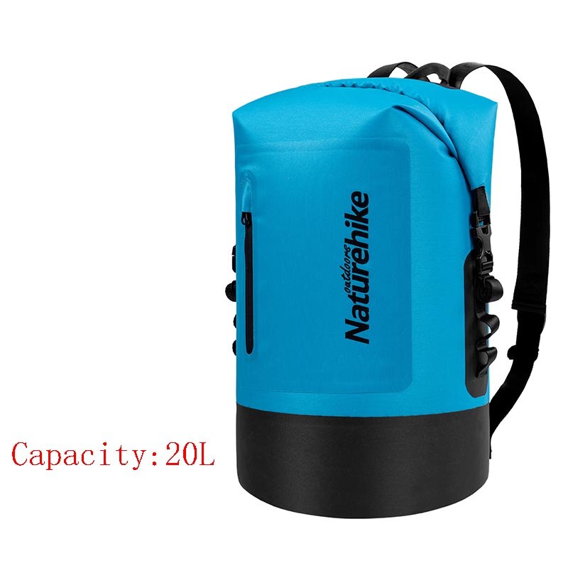 Naturehike 420d tpu vandtæt taske udendørs tør taske river trekking tasker vandtæt rygsæk  nh18 f 031- s: Blå 20l