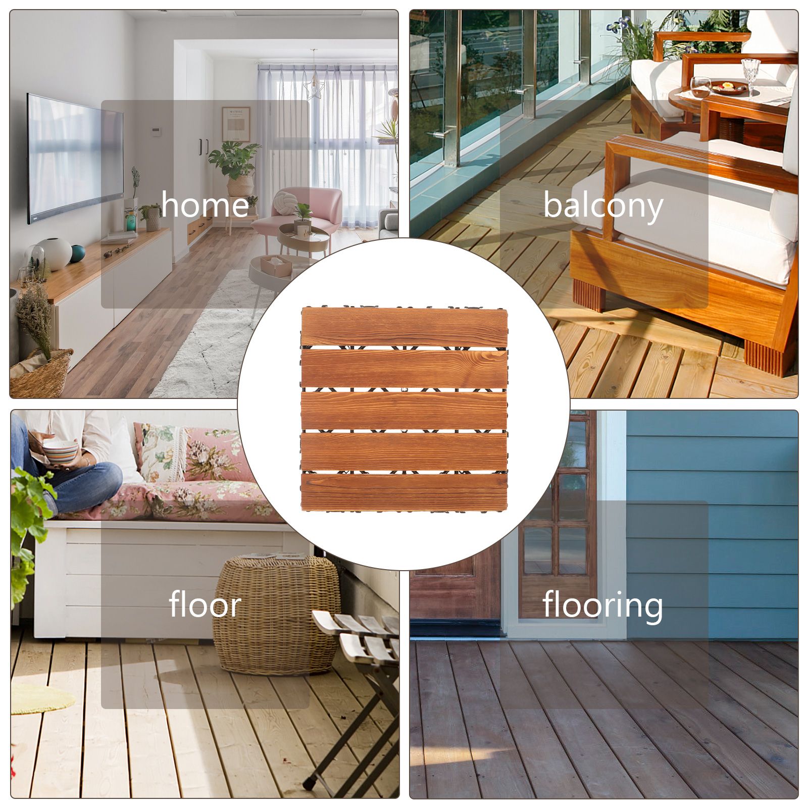 Korrosjonsbestandig tregulv vanntett sammenlåsende terrassefliser utendørs terrasse balkong hageterrasse gulv tre til terrasse